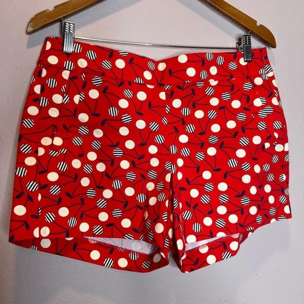 J.Crew chink city fit cherry print shorts in a vibrant red color